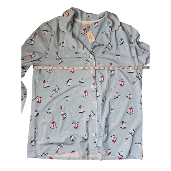 Soma Embraceable Pajama Top Womens Extra Large Crystal Blue Novelty Ice Skate - Picture 7 of 8